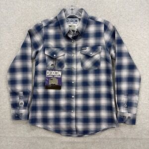 Dixxon Flannel Shirt Womens Small Blue Gray Plaid The Midway Pearl Snap D Tech